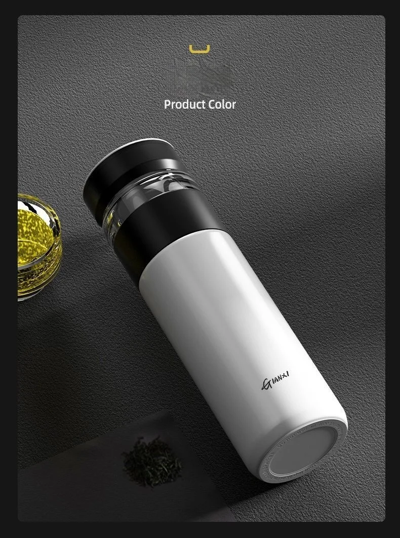 GIANXI Portable 500ML Black Water Bottle Home Stainless Steel Thermos Bottle Drink Items Vacuum Flasks Filterate Coffee Cup
