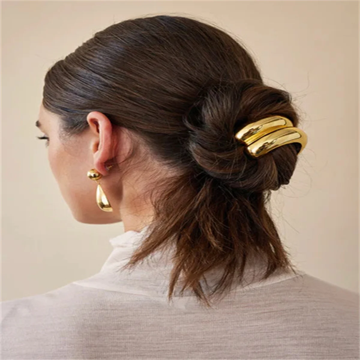 Metal geometric ponytail hair tie, simple and versatile small rubber band hair tie 3