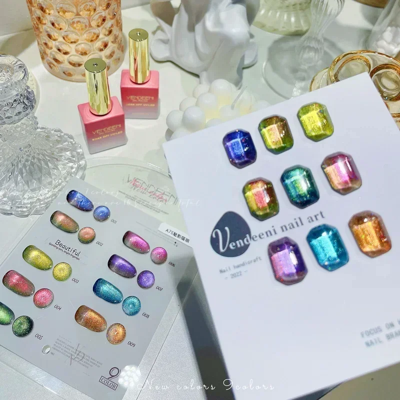 New 9D Rainbow Cat Eye Gel Polish Magnetic Chameleon Nail Gel Lacquer Soak Off UV Gel Varnish for Nail Art Manicure 4