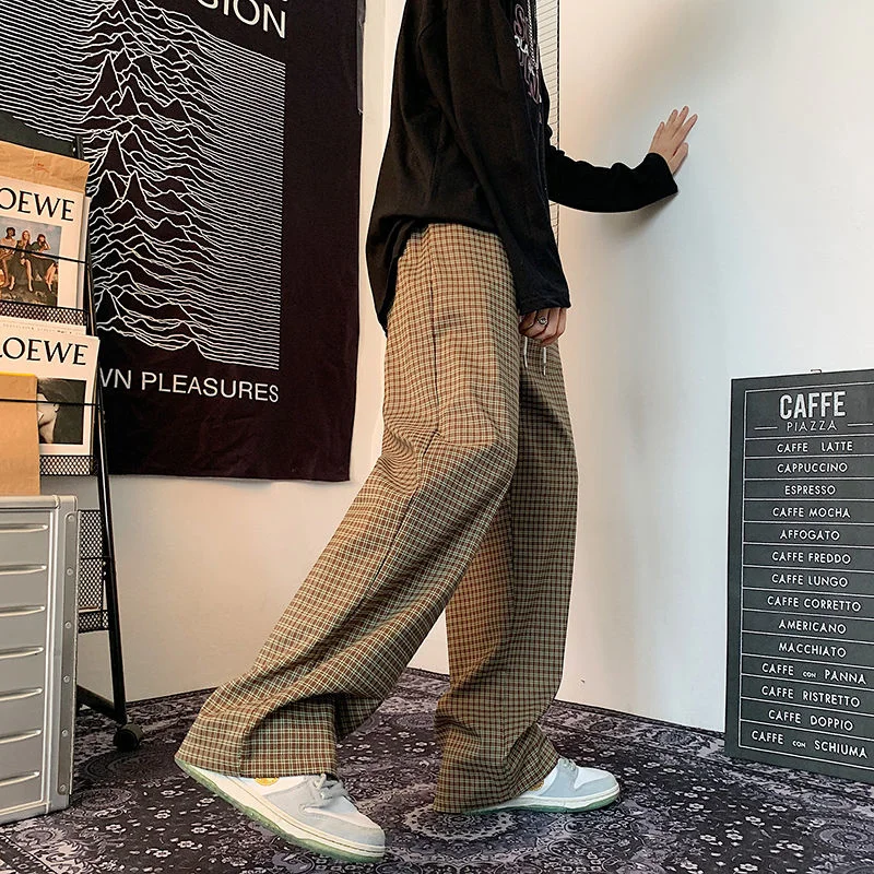 

2022 Men's Lattice Printing Waist Elastic Casual Pants Hip Hop Style Joggers Sweatpants Fashion Trend Homme Trousers Size M-3XL