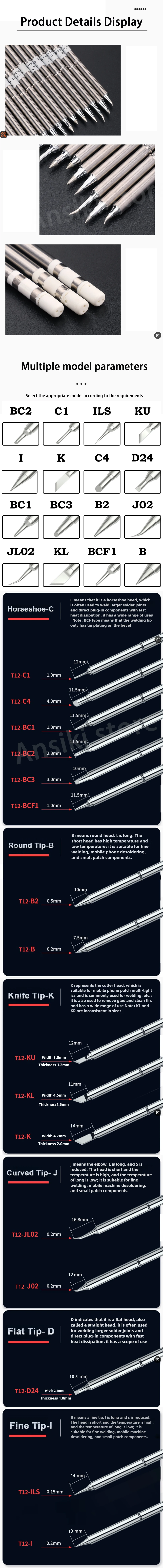 T12 Series Soldering Iron Tip For Hakko FX951 FX-950 BK969D FM-2027 T12 Welding