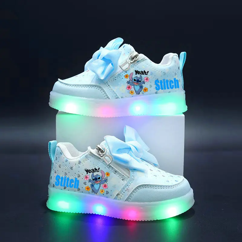 Baskets Lumineuses Enfant Stitch Disney avec Nœud Papillon