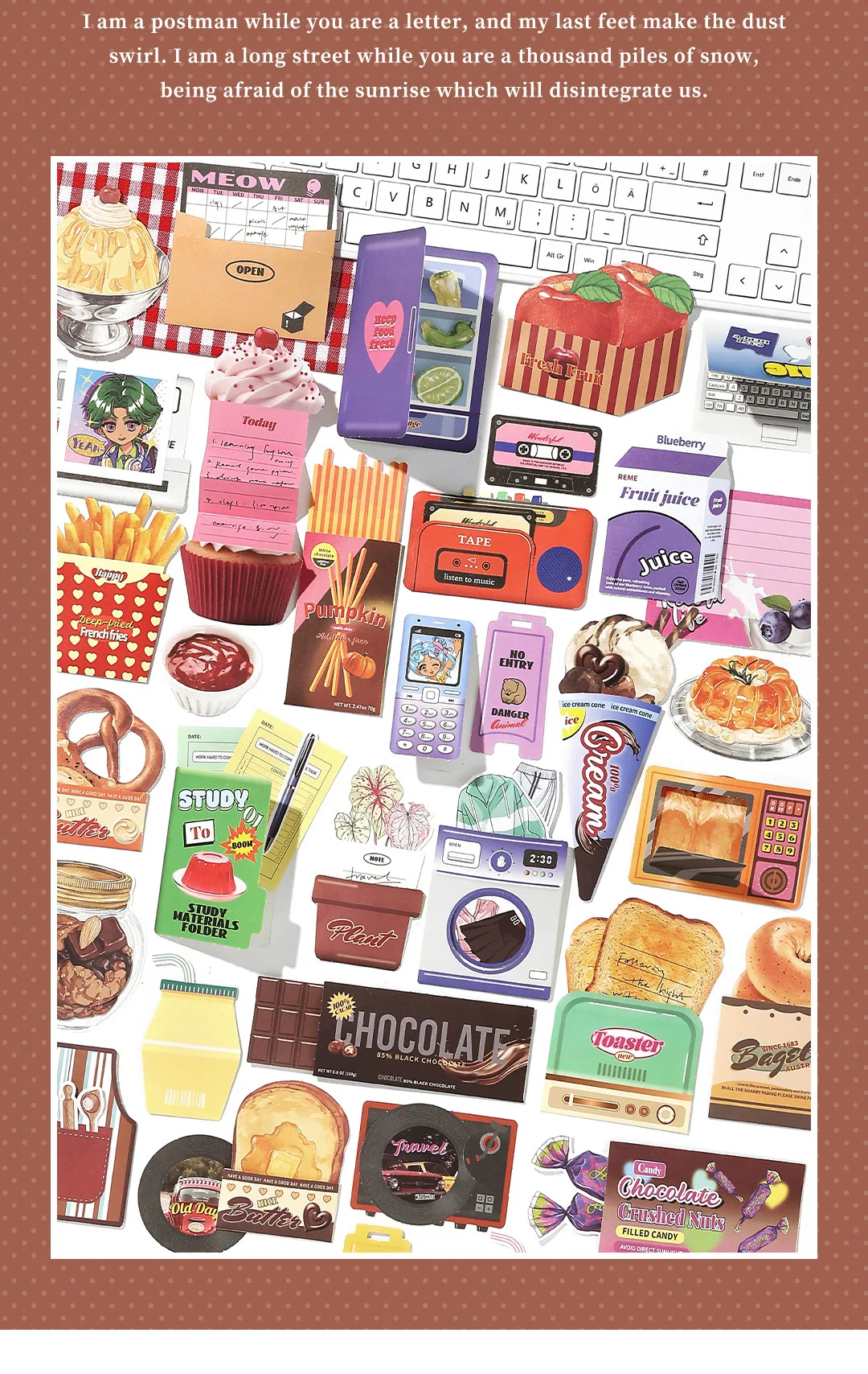 20 stücke INS Nette Snack dessert Material Papier Dekorative Schreibwaren Scrapbooking Memo Pad Tagebuch Album Label Dekorative papier – Detail 2