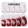 50-100 pcs/box Wide Crank Fishing Hooks Carbon Steel Offset Fishhook 3/0#-2# Bass Barbed Carp Fishing Hook For Soft Worm Lure 1