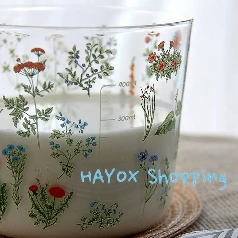 Cartoon Butterfly Rabbit Printing Glass Cup，Borosilicate Glass Heat-resistant Household，Breakfast Cup with Handle Drinking Mug