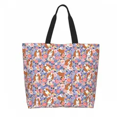 Charming Tie Dye King Charles Spaniel Puppy Tote Bag - Reusable and Colorful Shoulder Bag with Cute Cartoon Design (10)
