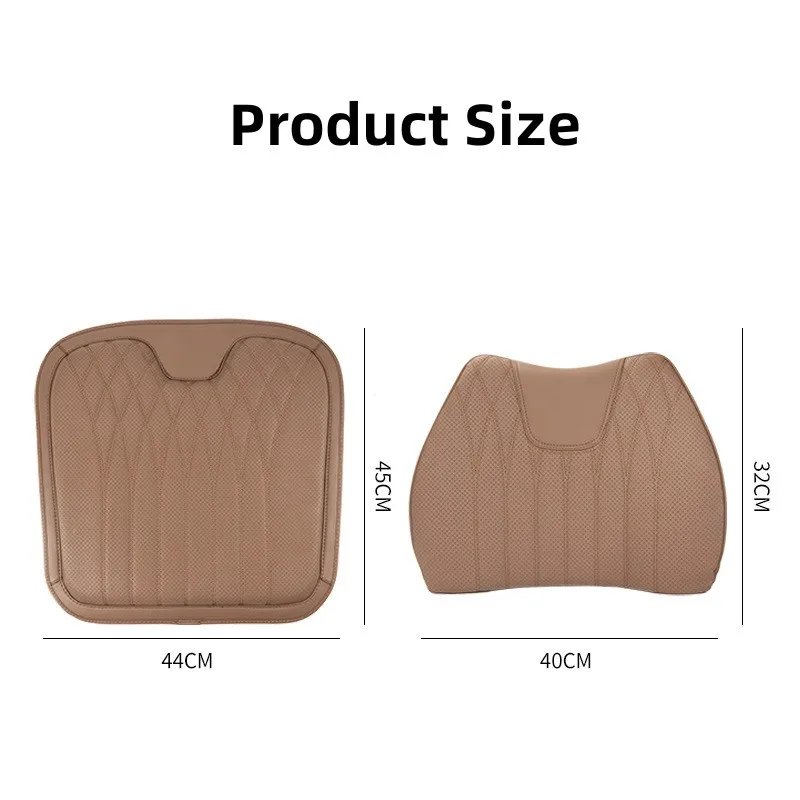 Leather Car Seat Cushion Breathable Seat Back Support Pillow High-grade Non-slip Universal Seat Mat Driver's Summer Cool Pad images - 6