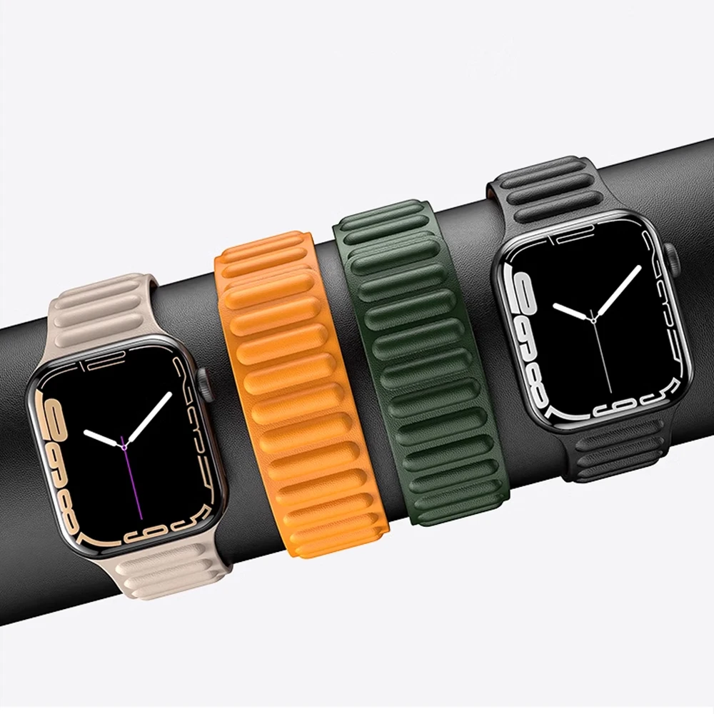 รูปสินค้า สายหนังแท้ Apple Watch สายแม่เหล็ก รองรับหลายขนาด