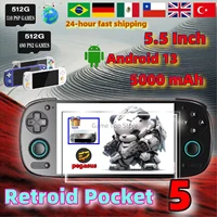 Retroid Pocket 5 Console de jeu portable rétro Consoles de jeux vidéo RP5 SD865 8 + 128G Android13 5.5 pouces OLED HD écran 512G PSP PS2 1