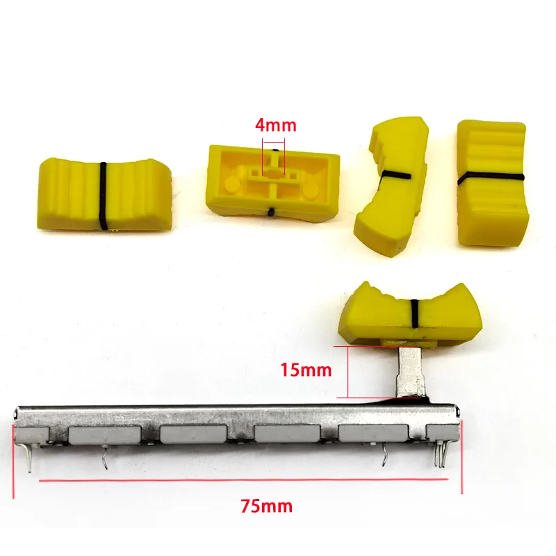 2 Pezzi Yamaha Mg124Cx Mixer Push Pin Doppio Potenziometro A20K, Lunghezza Maniglia 15Mm, 6 Pin 75Mm Cappello Giallo