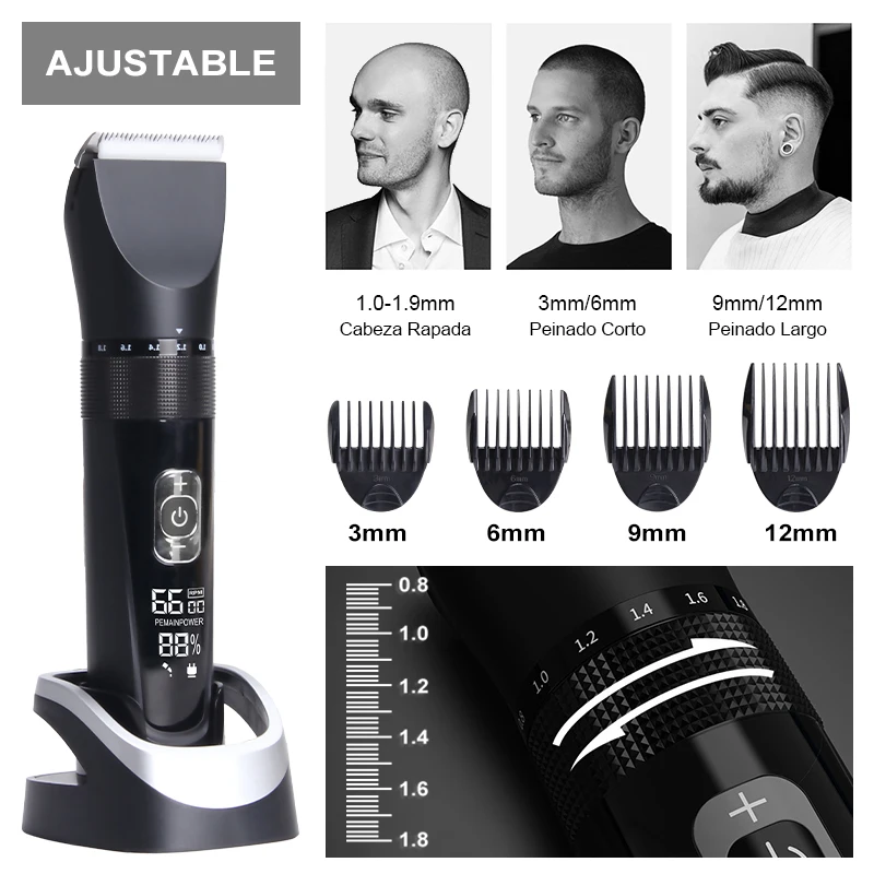FivePears maquina para cortar cabello. cortadora de pelo profesional para hombre Todo el cuerpo se puede lavar con agua. Velocidad longitud ajustable en la Quinta marcha Sin cuerda maquina de cortar