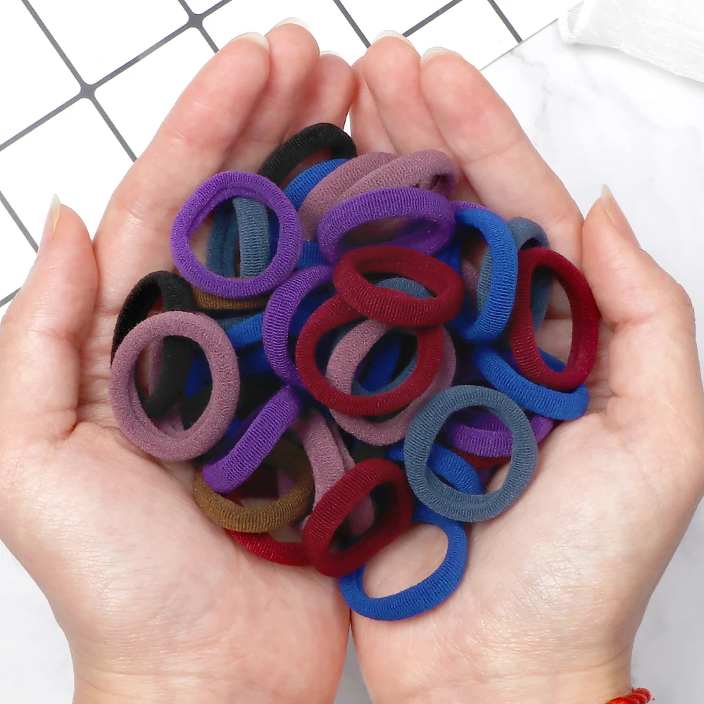 50/100PCS 3cm Children Headband High Elastic Solid Color Scrunchies Kids Baby Hair Bands Headwear Hair Accessories Gifts Holder 4