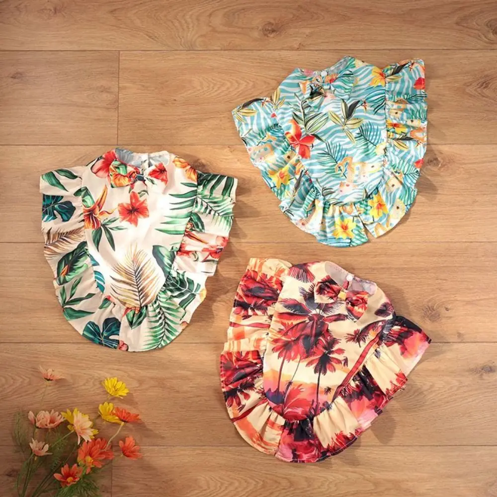 Fashion Hawaiian Style Pet Beach Shawl Skirt Cool Sun Protection Dog Vacation Skirt Breathable Cat Cape Dress Spring