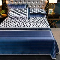 Summer cool bed cover Luxury double size mat Ice silk linen sets Air conditioning full bed sheets set Mattress with pillowcases 1
