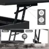 Lift Top Coffee Table with USB Ports LED Lights Storage Drawer Modern Design Rectangular Center Table Adjustable Height Indoor 4