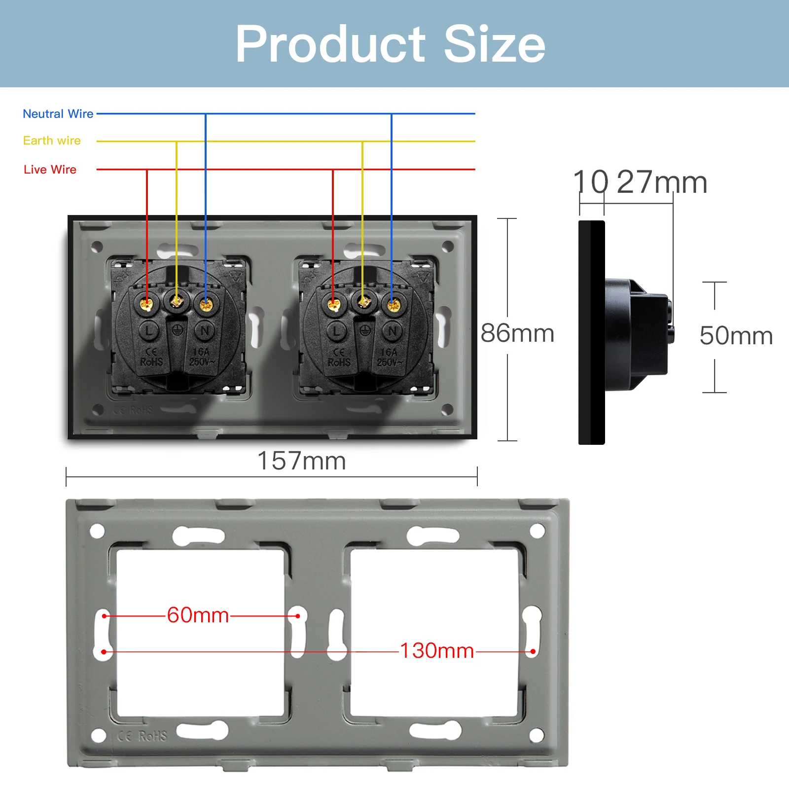 Bseed eu standard usb wand steckdosen typ-c steckdosen steckdose usb  ladungs anschluss glasscheibe kinder schutz 16a