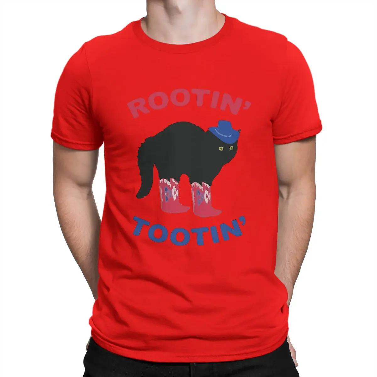 

Rootin Tootin Cowboy Fashion TShirts Cat Cute Animal Male Graphic Fabric Tops T Shirt Round Neck Breathable Loose Short Sleeve