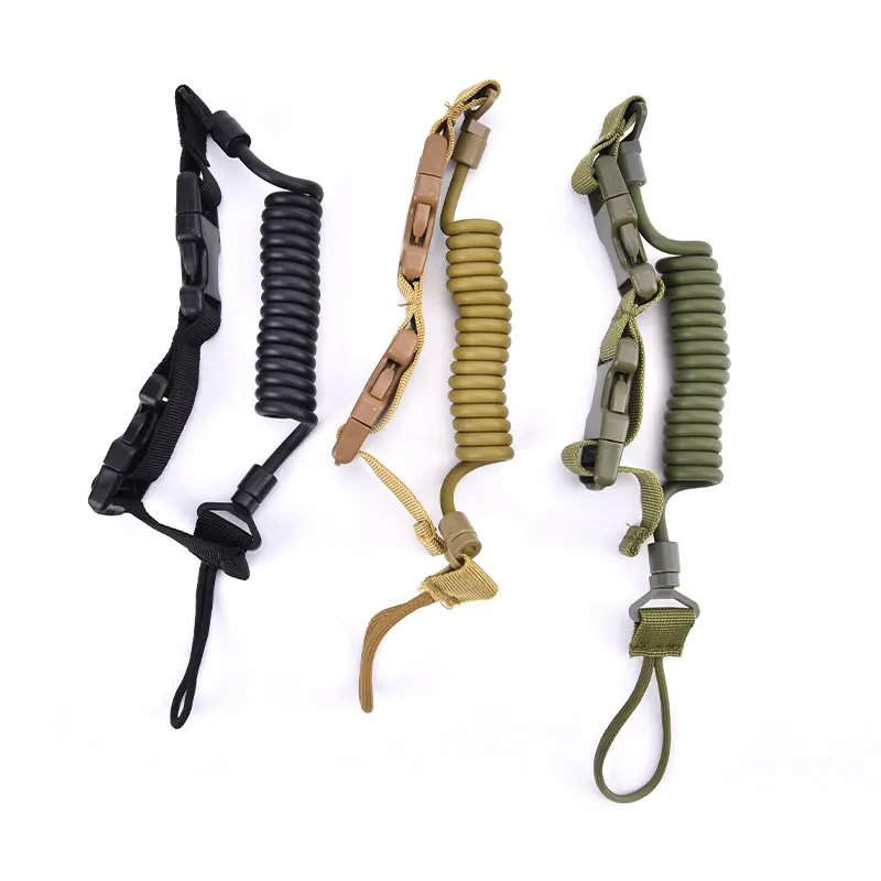 

New Coil Sling Rope Lanyard Elastic Hunt Pistol Tool Handgun Shooting Military Bag Spring Strap Belt Backpack Airsoft Gun