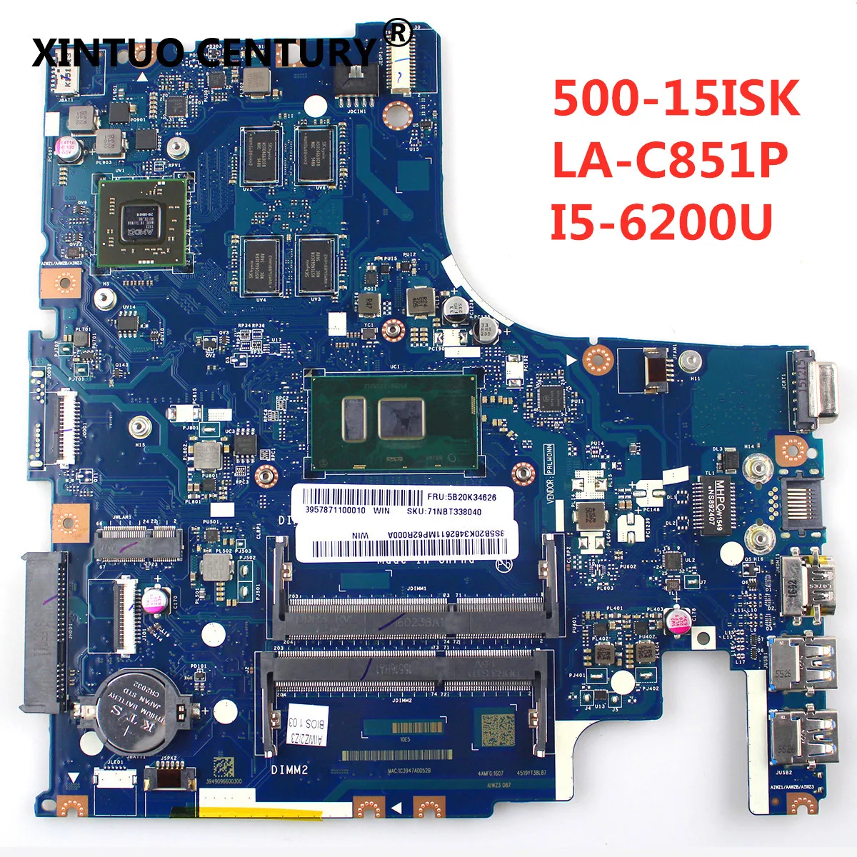 

For Lenovo 500-15ISK Laptop motherboard 500-15ISK I5-6200U R7 M360 2GB AIWZ2 ZIWZ3 LA-C851P tested good free shipping