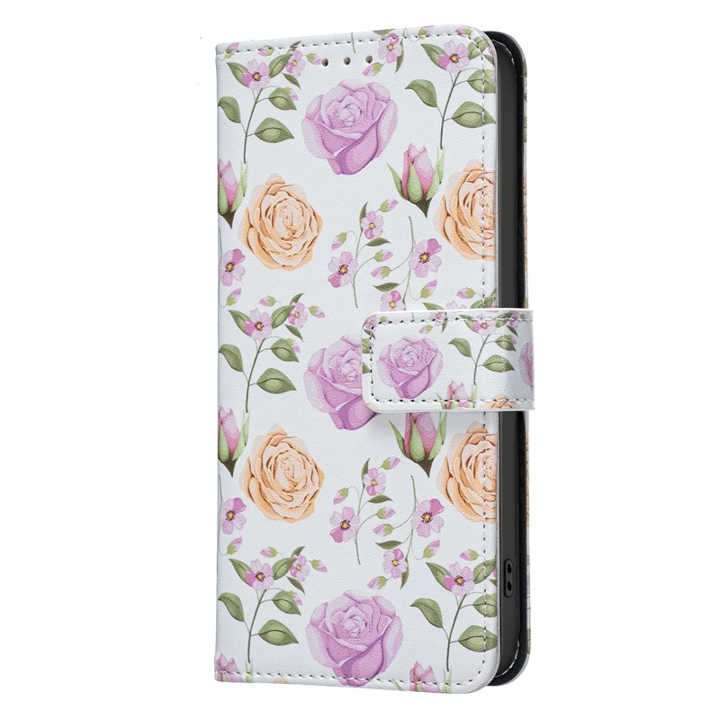 Elegant Leather Flip Wallet Case with Card Holder and Artistic Design