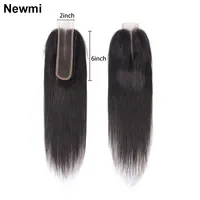 2x6 Closure Human Hair Newmi Transparent 2x6 Lace Closure Pre Plucked Straight Hair Natural Color Kim Lace Closure Extensions 1