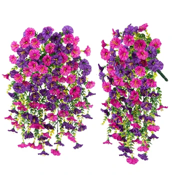 Fleurs artificielles suspendues en soie, 1 pièce, fausse fleur de gloire du matin, plantes suspendues d'extérieur résistantes aux UV pour décoration de jardin de maison et de mariage 1