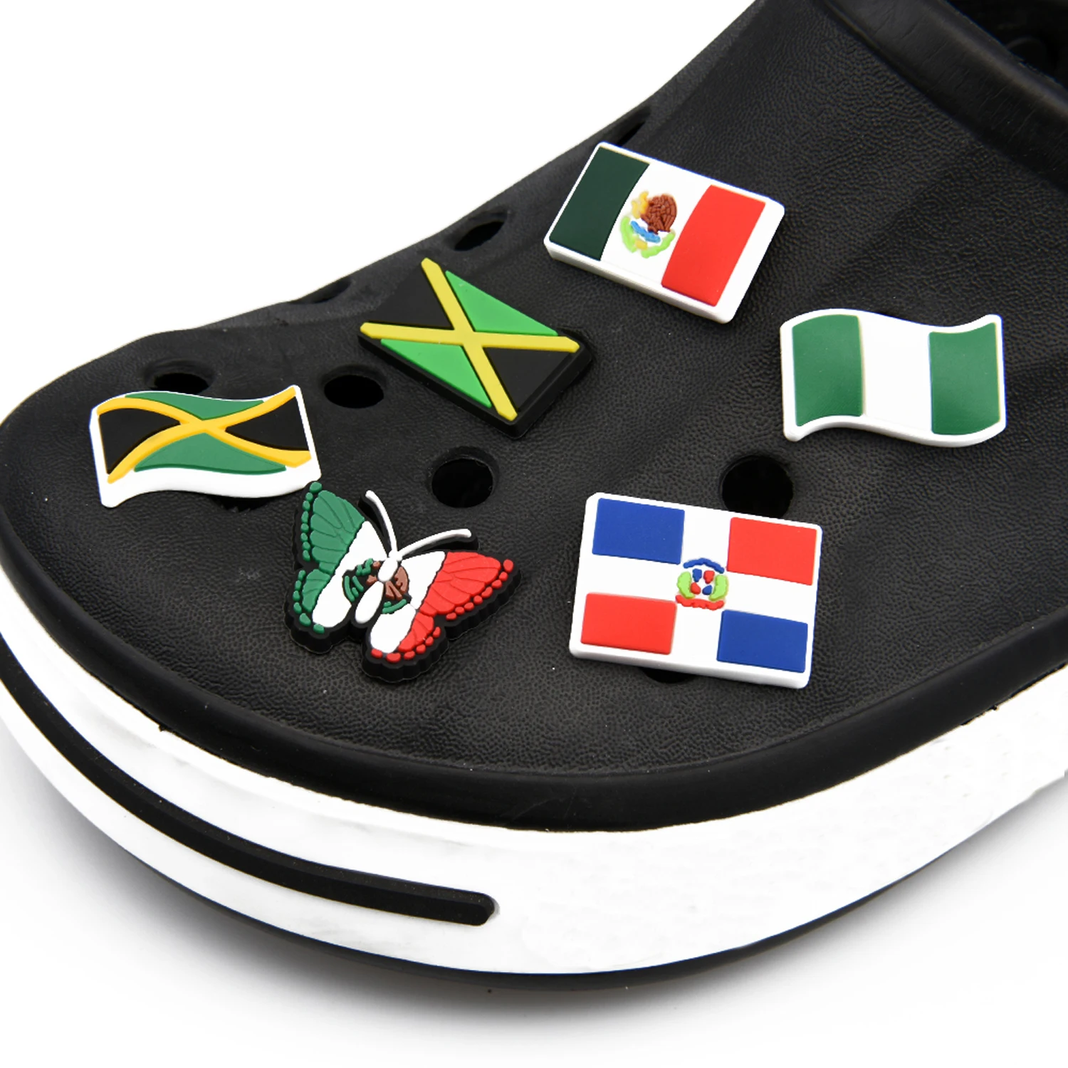 Mexican Women Croc Shoe Charms Jamaica Mexico Flag Shoe Decorations Burger Drink Snake Food Bracelet Accessories Best Friends