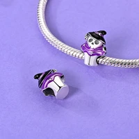 Halloween Charm Bead Pendant 925 Sterling Silver Pumpkin Witch Doll Skeleton Mummy Candy Charm Fit Original Bracelet DIY Jewelry 4