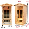 Far Infrared Wooden Outdoor Sauna, 1-Person Size, w/1560W, 6 Low EMF Heaters, 10 Minutes Pre-Warm up, Time and Temp Pre-Set 5