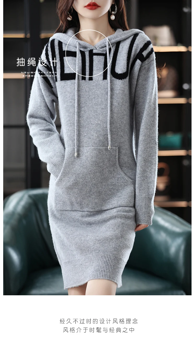 2022 100% Cashmere Wool Pullover New Arrival Women Sweater Slim Fit Premium Long Knit Cashmere Dress Long Sleeve Sweater autumn