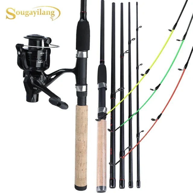 Sougayilang 3M LMH Power Spinning Feeder Fishing Rod and 4BB 5.2:1 Carp  Fishing Reel Carp Fishing Rod Reel Portable Travel Combo