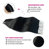 Bande dans les Extensions de cheveux Remy cheveux humains 20 pièces droite sans couture peau trame bande Extensions de cheveux naturel noir cheveux pour les femmes 5