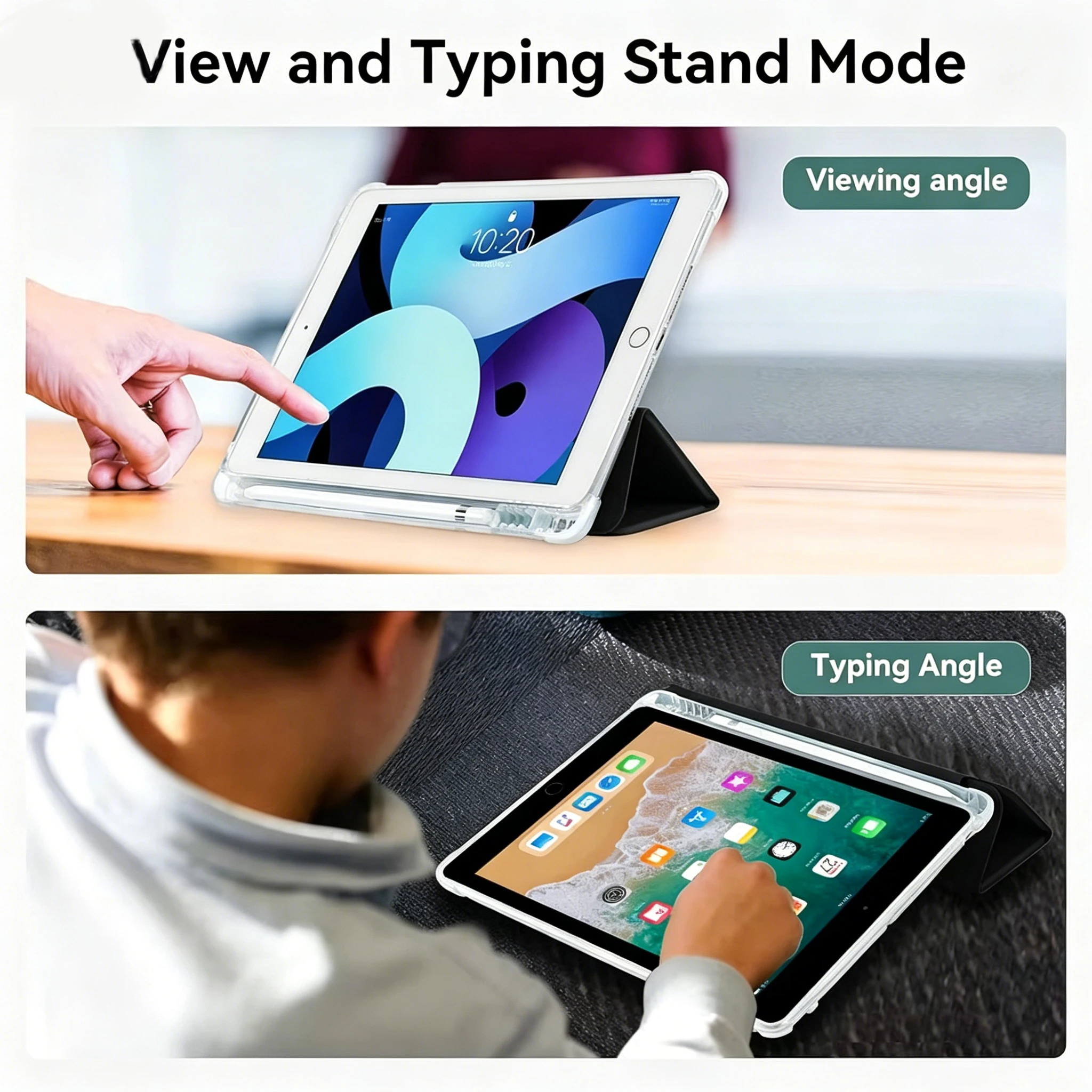 Lightweight Protective iPad Case with Stylus Holder - Soft TPU Cover