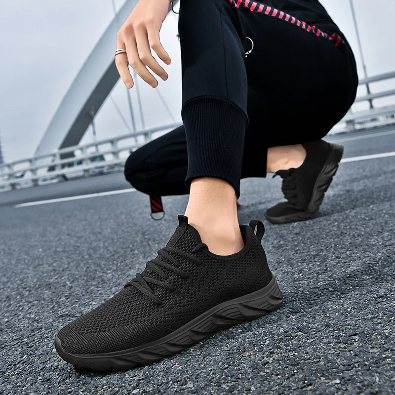 Sneakers Men Shoes Mesh Breathable New Casual Shoes Light Outdoor Walking Tenis Shoes Zapatillas Hombre Black Size 39-45 3
