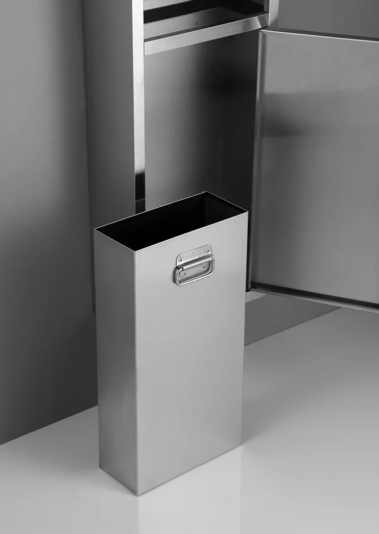 Commercial SUS304 Stainless Steel Recessed Wall Mount Combination Waste Bin And Toilet Hand Paper Towel Dispenser With Trash Bin