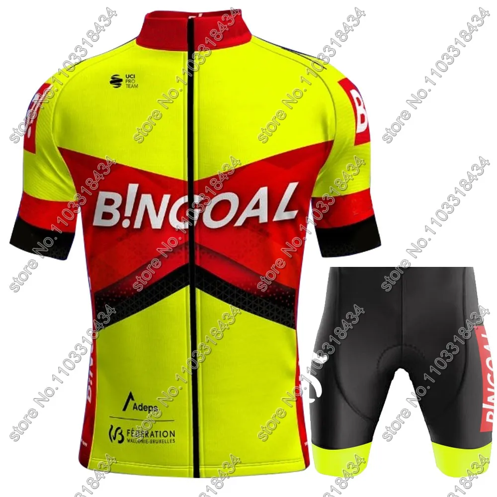 Bingoal WB Cycling Jersey Team Set Short Sleeve Men Belgium Clothing Road Bike Shirts Suit Bicycle Bib Shorts MTB Ropa