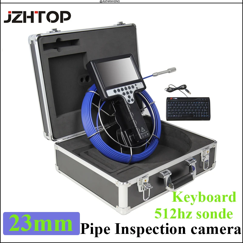Sewer Video Pipe Drain Clean Inspection Snake Camera 512hz SONDE USB Keyboard Text Write DVR Recorder Color LCD 35M Cable