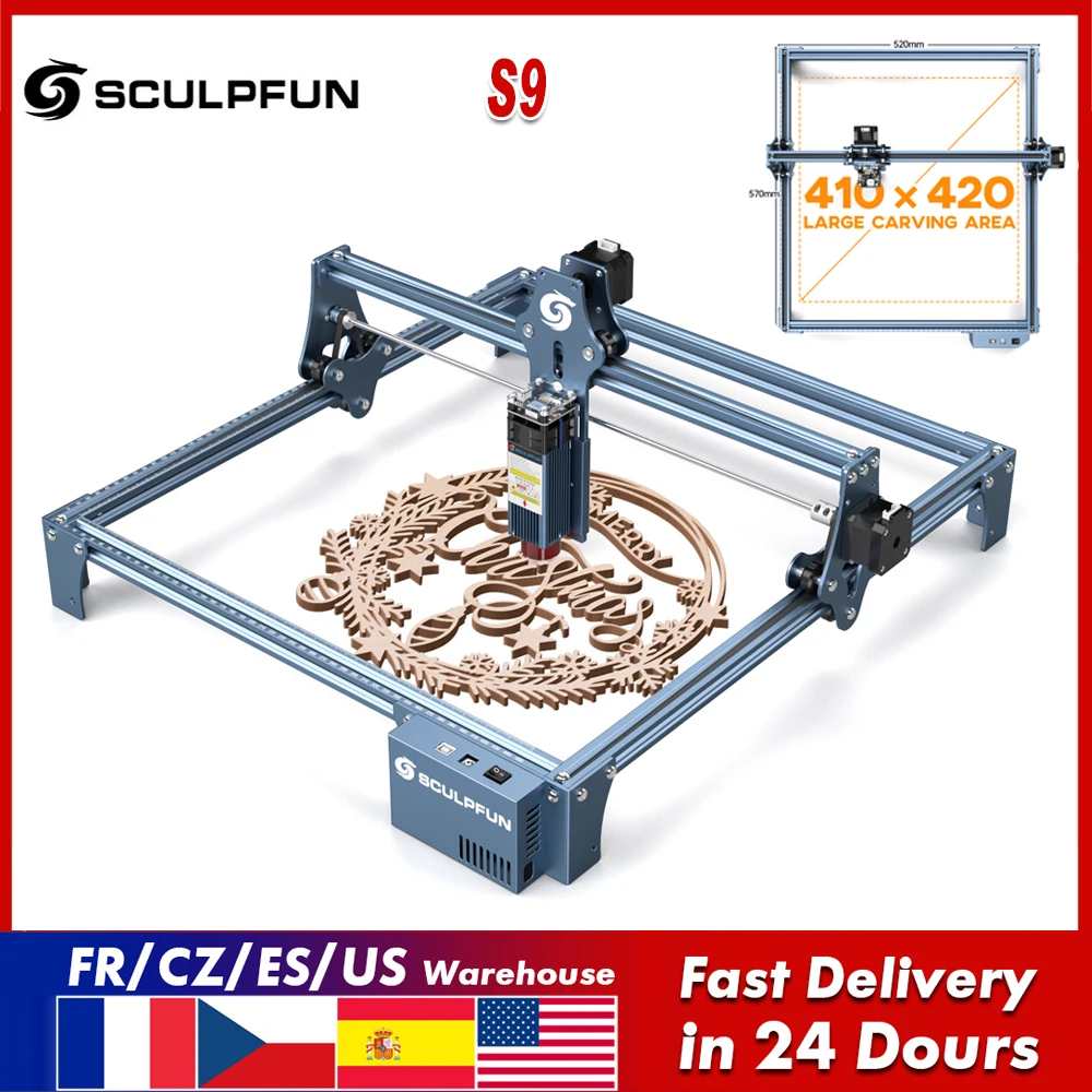 SCULPFUN S9/S10 90W effect Laser Engraver CNC Router Desktop DIY Laser Engraving Cutting Machine with 410x420 Large EngravingS10 pellet mill for sale