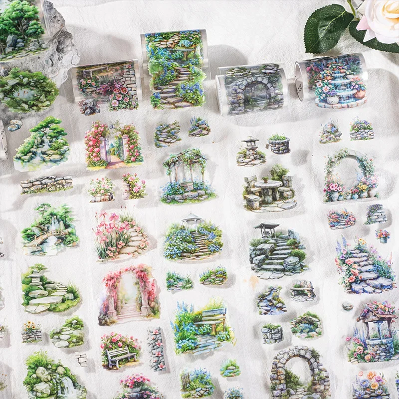 1Roll Garden Landscaping PET Tape Stone Landscape Handbook Matching Backing Stickers Adhesives Fasteners Scrapbook 60mm*2m