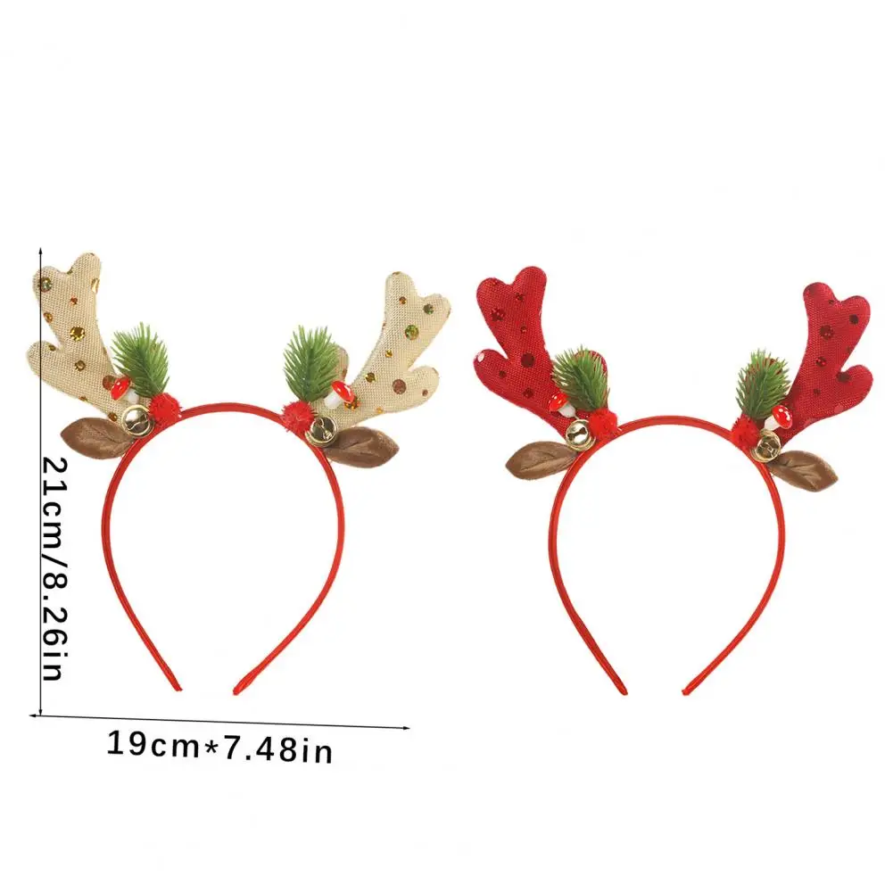 Christmas Headband Elk Horn Headband With Bell Sequin Xmas Lightweight Hair Band For Kids Festive Photo Props Decor