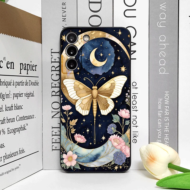 Aesthetic Moon Butterfly Flower Frosted Soft Phone Case