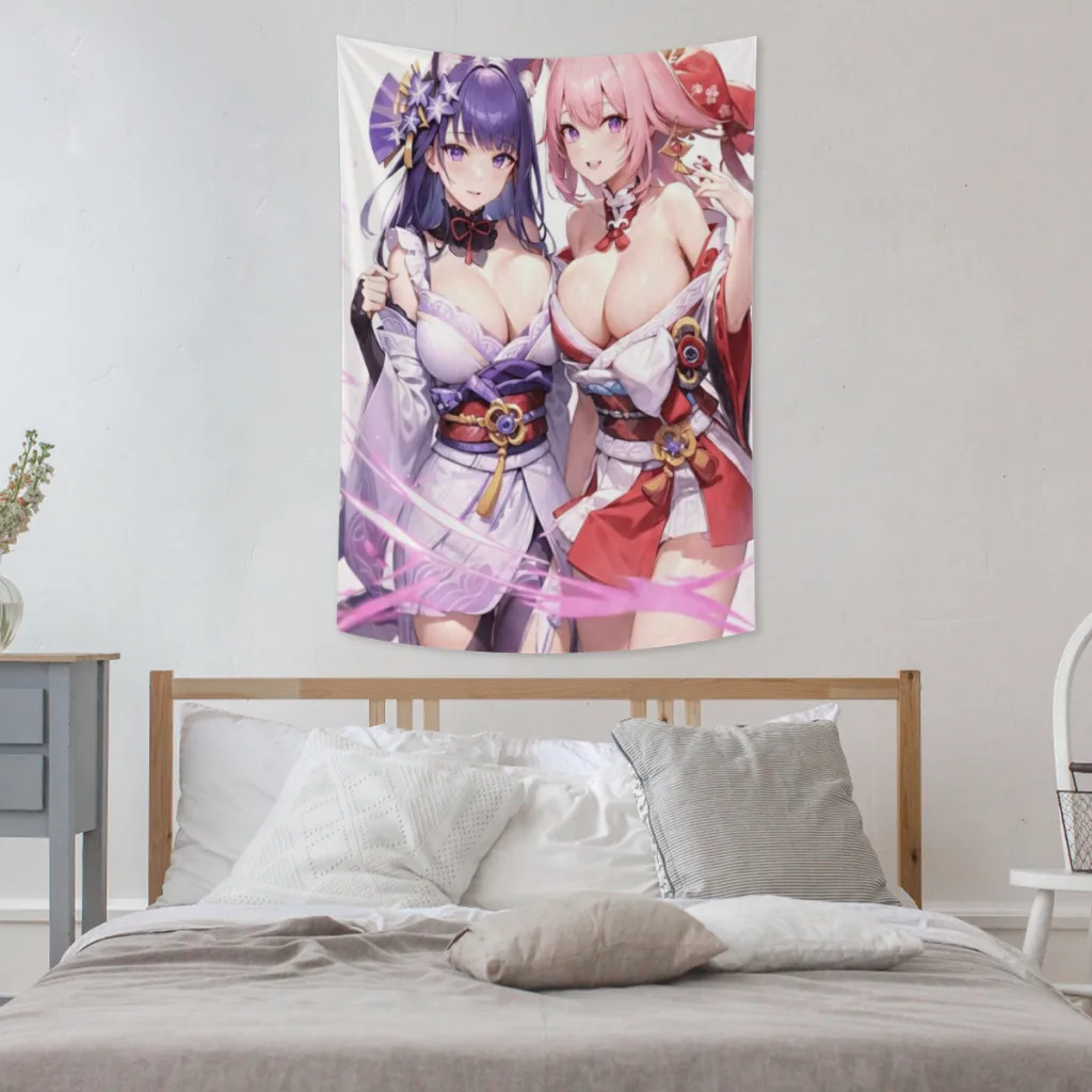 

Custom Genshin Yae Miko Tapestry Game Character Yae Miyaji Wall Hanging Room Decor Aesthetic Lovely Poster