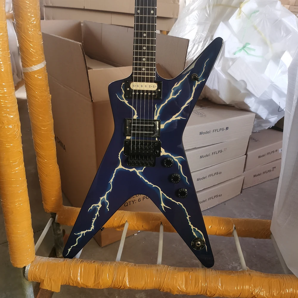 electric guitar WASHBURN DIME Floyd Rose tremolo lightning inlay blue front face in stock
