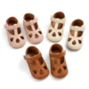 Infant Newborn Baby Solid Color PU Leather Shoes Anti-Slip Soft Sole Princess Shoes Toddler Hollow First Walking Shoes 0-18Month 1