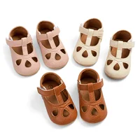 Infant Newborn Baby Solid Color PU Leather Shoes Anti-Slip Soft Sole Princess Shoes Toddler Hollow First Walking Shoes 0-18Month 1