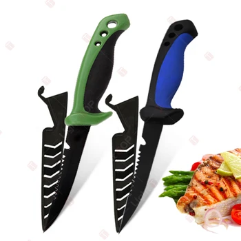 Couteau à fileter le poisson en acier inoxydable, couteau à viande tranchant, couteau à fruits opaque avec couvercle, manche antidérapant, 5 po, cuisine 1