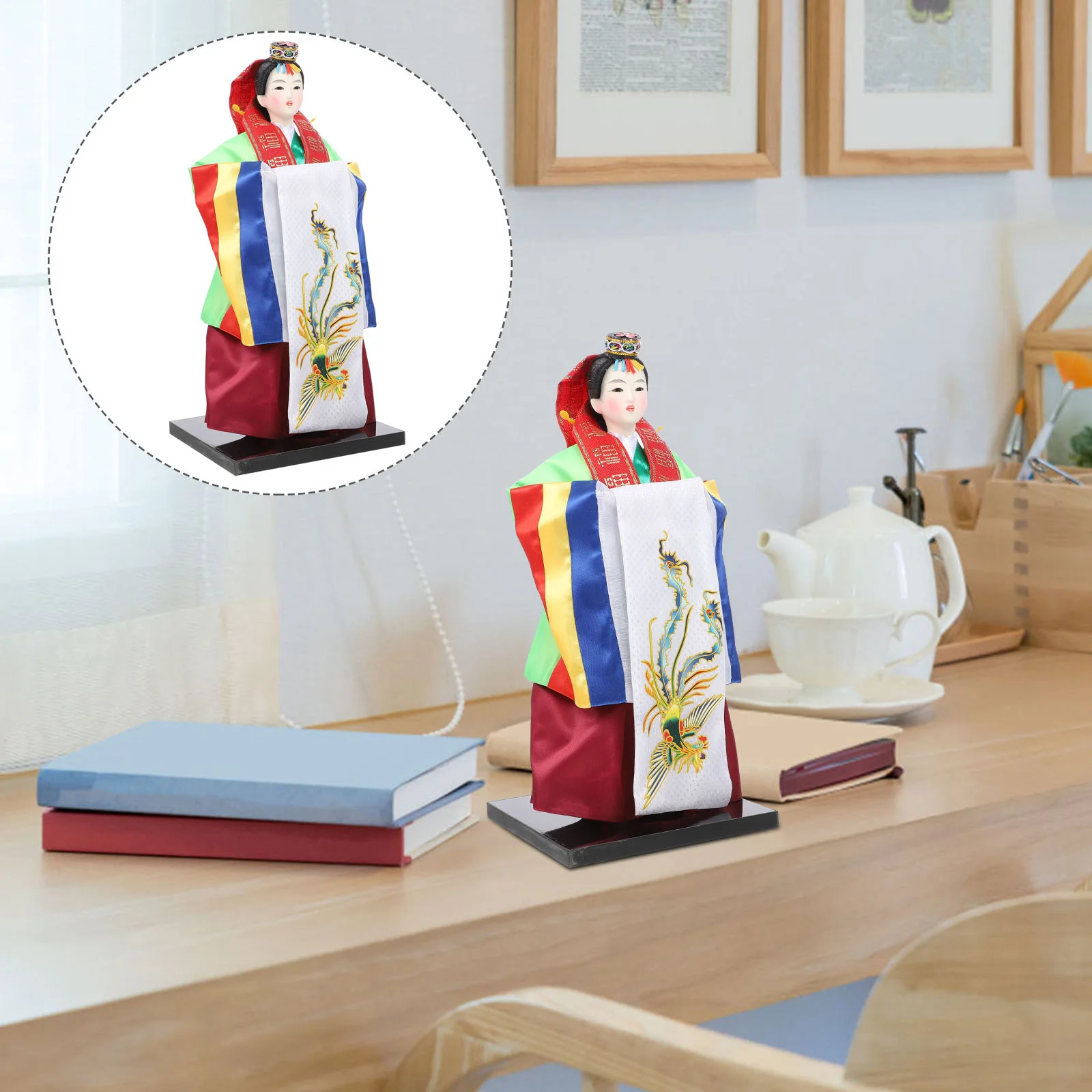 

Korean Hanbok Figurine Traditional Korean Figures Handicraft Bridal Wedding Gifts for Korean Desktop Decoration 12inch