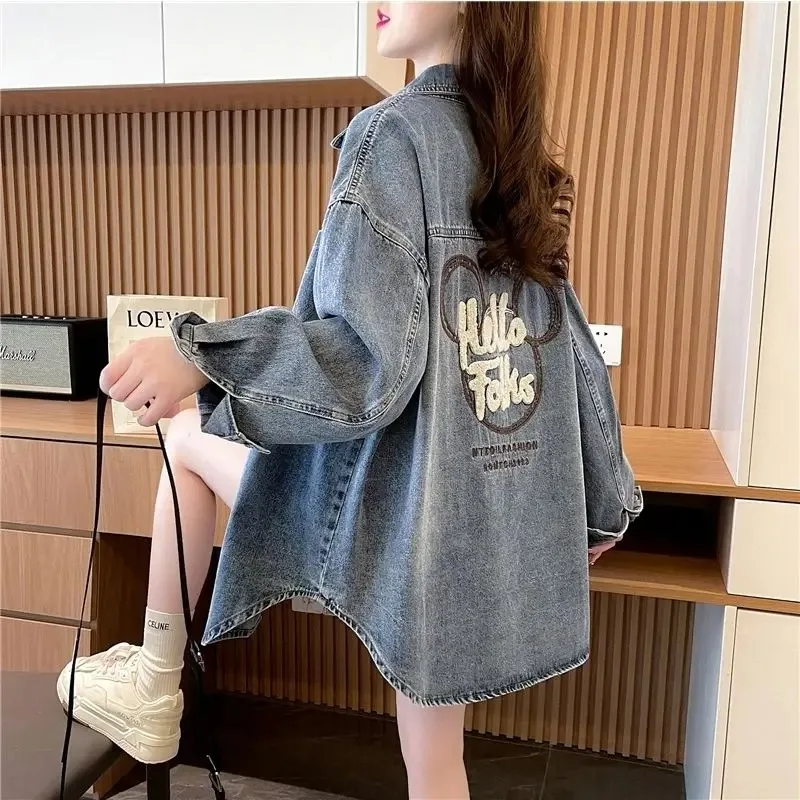 

Spring Denim Coat Female 2023 New Korean Version of The Foreign Style with Lazy Wind Jacket RFRE1989