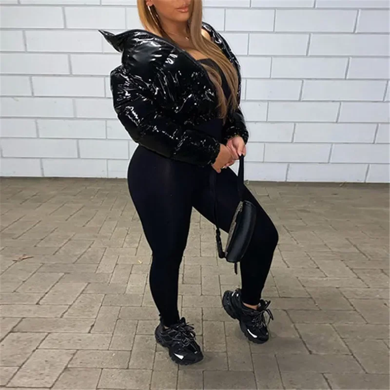 Bubble Coat Women's 5 Colors Fashion Long Sleeve Solid Zipper Cropped Puffer Jacket Thick Lady Winter Casual Warm Outfits S-XL