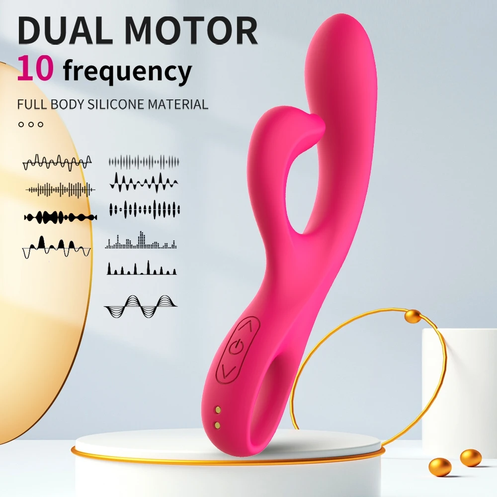 Vibratore a dildo a 10 frequenze, vibratori a coniglio, giocattoli sessuali a bacchetta per donne, masturbatore femminile, doppi motori, punto G, clitoride_voghion.com